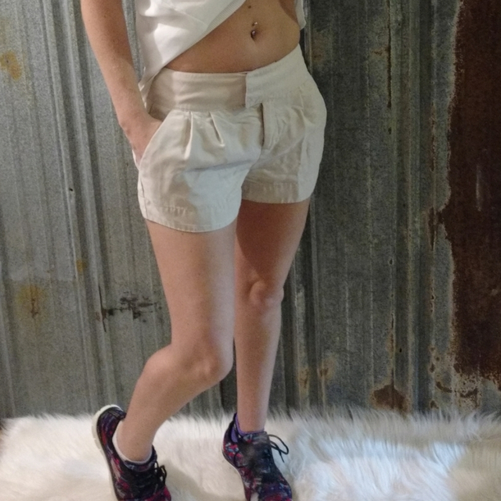 Silky Khaki Pleated Dress Shorts